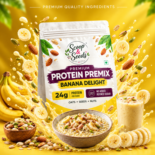 Scoop & Seeds Banana Delight – Premium Protein Premix | 24g Protein