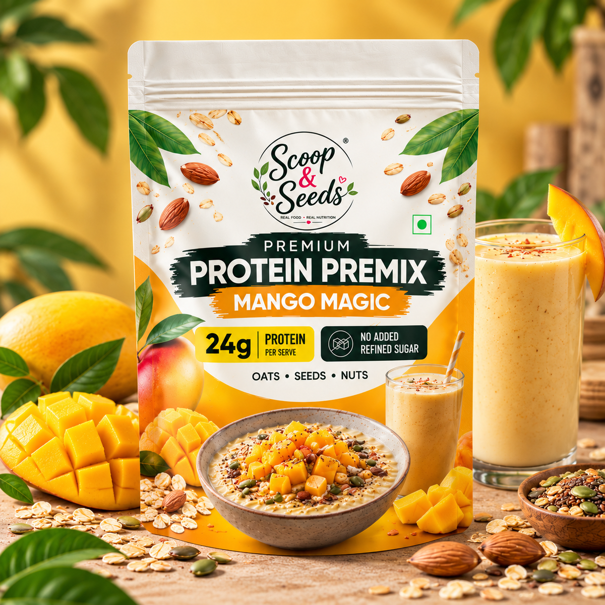 Scoop & Seeds Mango Magic – Premium Protein Premix | 24g Protein